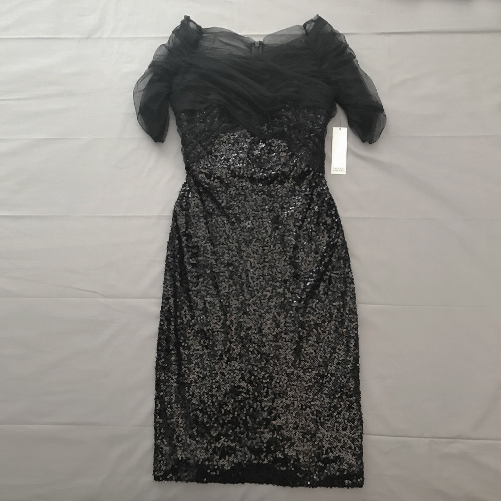 Short Black Sequin Tulle Dress